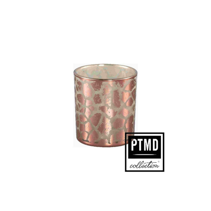 PTMD Waxinelichthouder roze-goudkleurig 10cm
